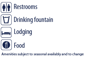 Amenities - Restroom, Drinking Fountain, Lodging, Food